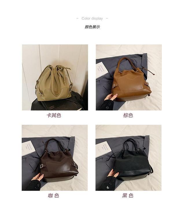 Faux Leather Plain Crossbody Bag Product Image