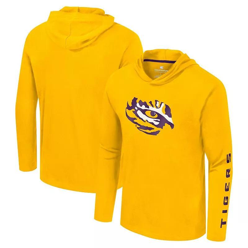 Mens Colosseum LSU Tigers Logo Lockup Active Blend Long Sleeve T-Shirt Hoodie Product Image