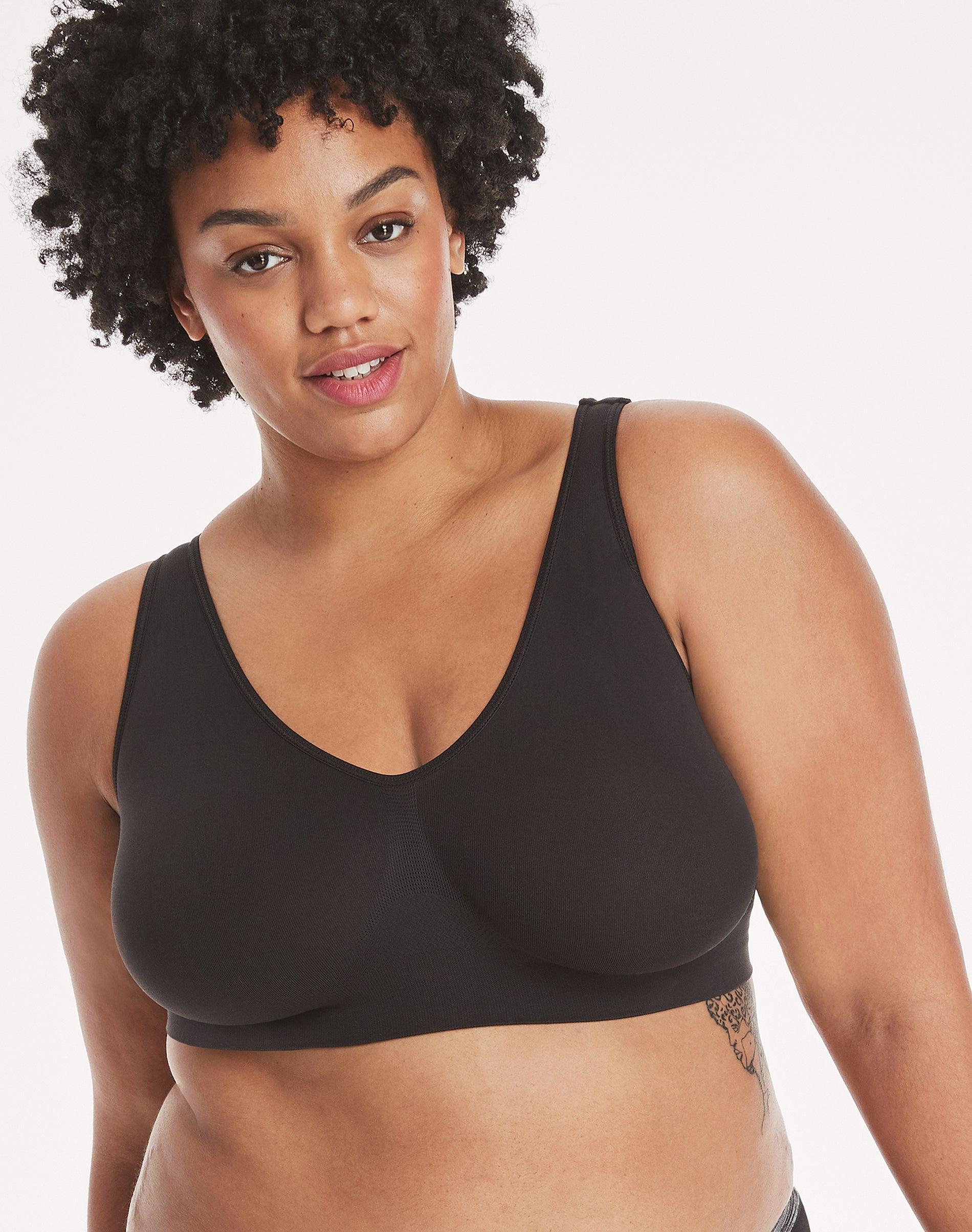 Hanes Cozy Seamless Womens Wireless Bra Black 3XL Product Image