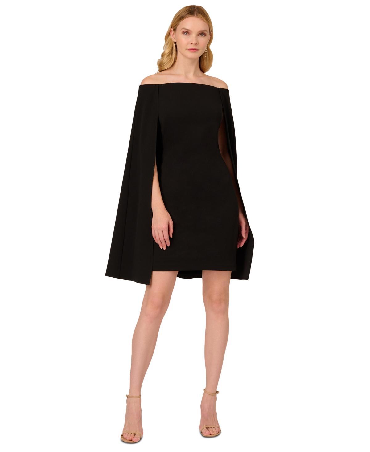 Adrianna Papell Off the Shoulder Long Sleeve Capelet Cocktail Dress Product Image