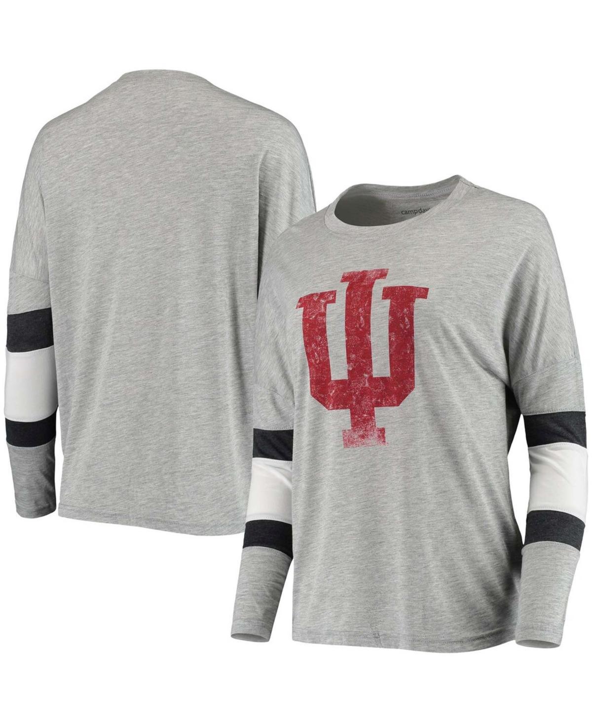 Womens Heather Gray Indiana Hoosiers Swell Stripe Long Sleeve T-shirt Product Image