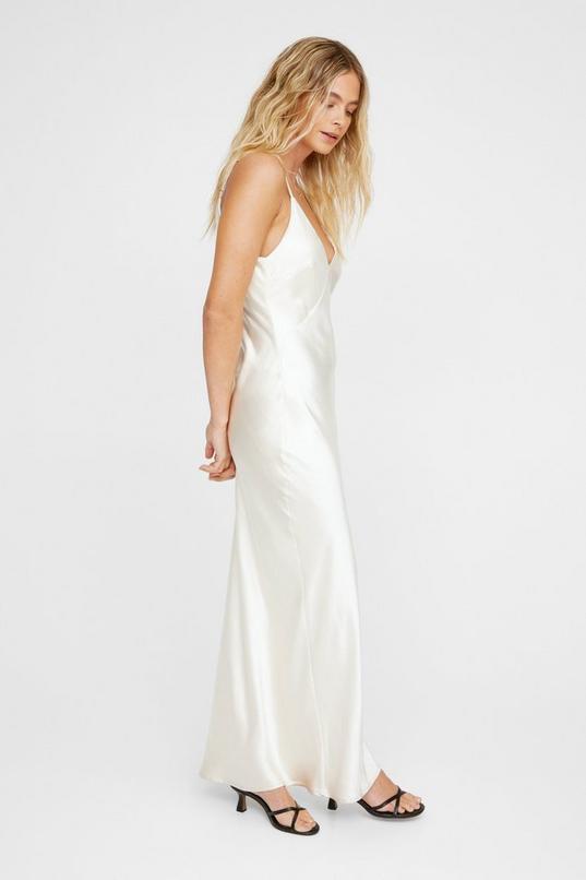 Textured Satin Paneled Maxi Slip Dress Product Image