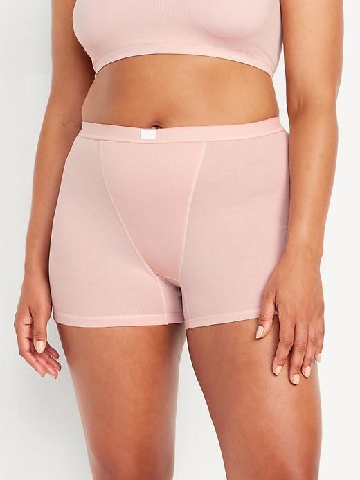 High-Waisted Ribbed Boyshort Briefs -- 3-inch inseam Product Image