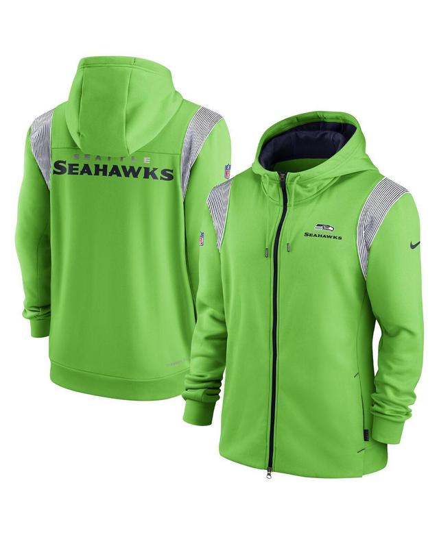 Mens Nike Neon Green Seattle Seahawks Performance Sideline Lockup Full-Zip Hoodie Product Image