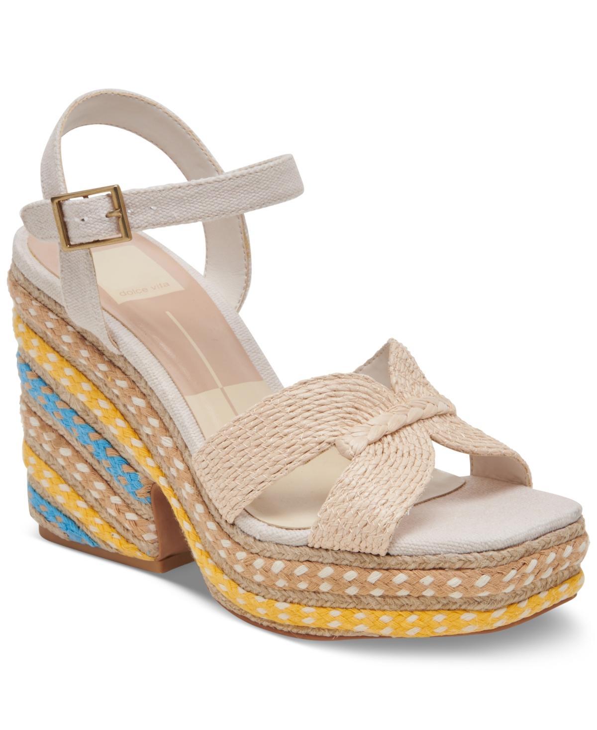 Dolce Vita Cale Raffia Ankle Strap Platform Sandals Product Image