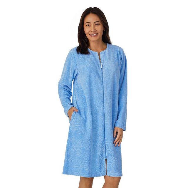 Womens Stan Herman Embossed Vintage Terry Zip-Front Robe Product Image