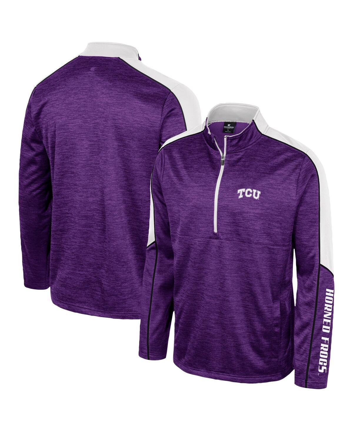 Mens Colosseum Purple Tcu Horned Frogs Marled Half-Zip Jacket Product Image