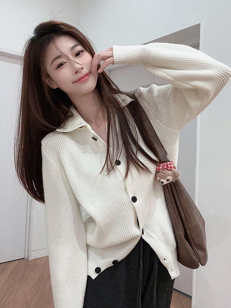 Turtleneck Ribbed Cardigan Product Image