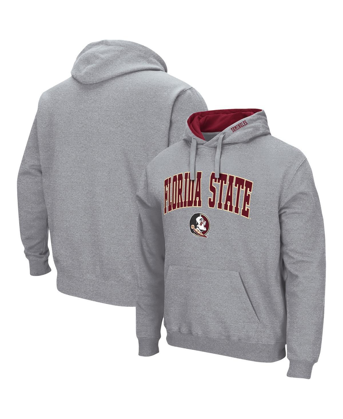 Mens Colosseum Heathered Gray Florida State Seminoles Arch & Logo 3.0 Pullover Hoodie Product Image