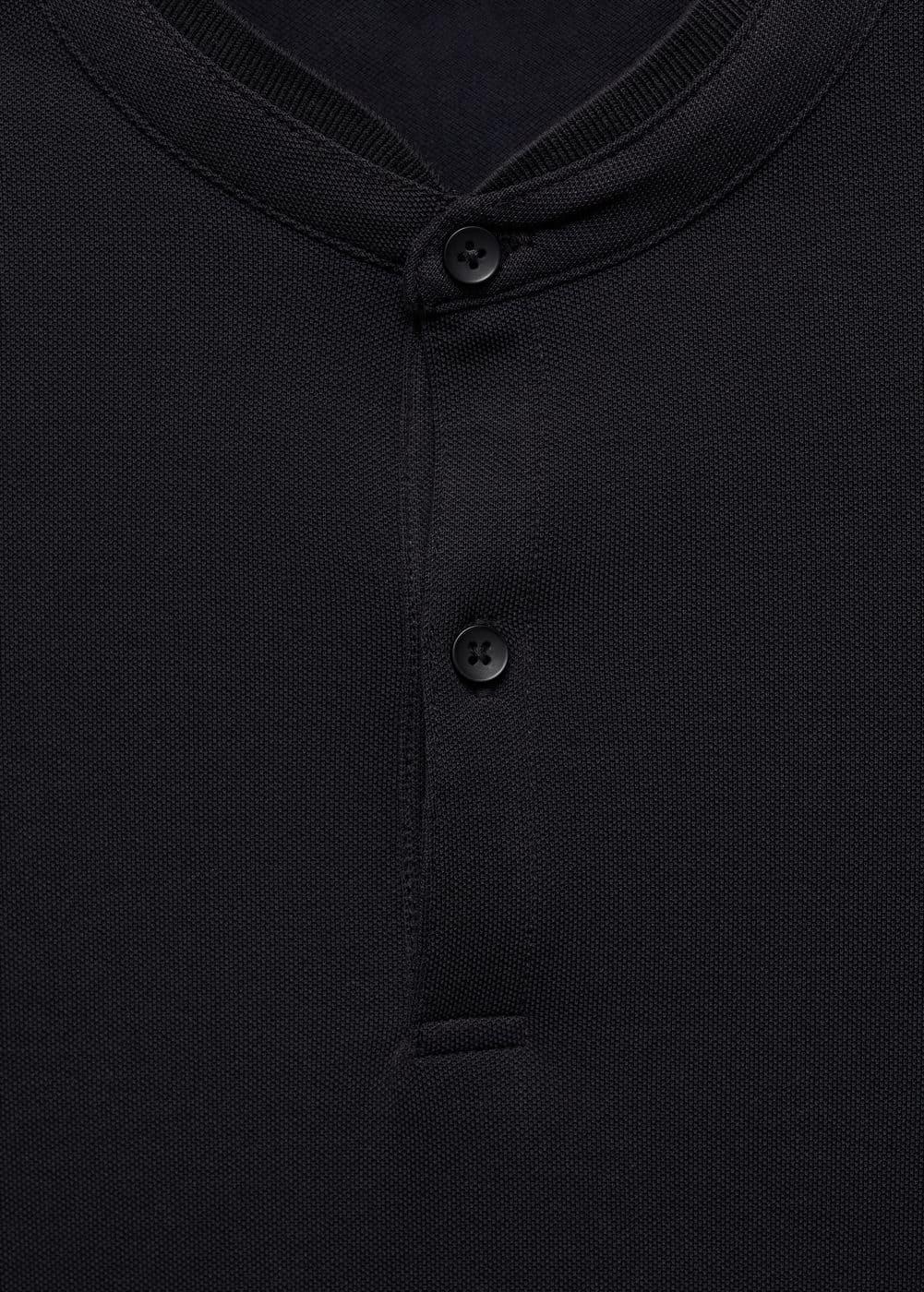 MANGO MAN - Cotton pique polo shirt with mao collar dark navyMen Product Image