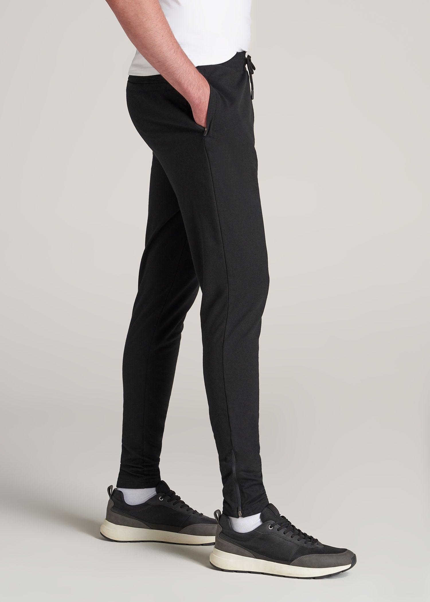 SLIM-FIT Lightweight French Terry Joggers for Tall Men in Black Male Product Image