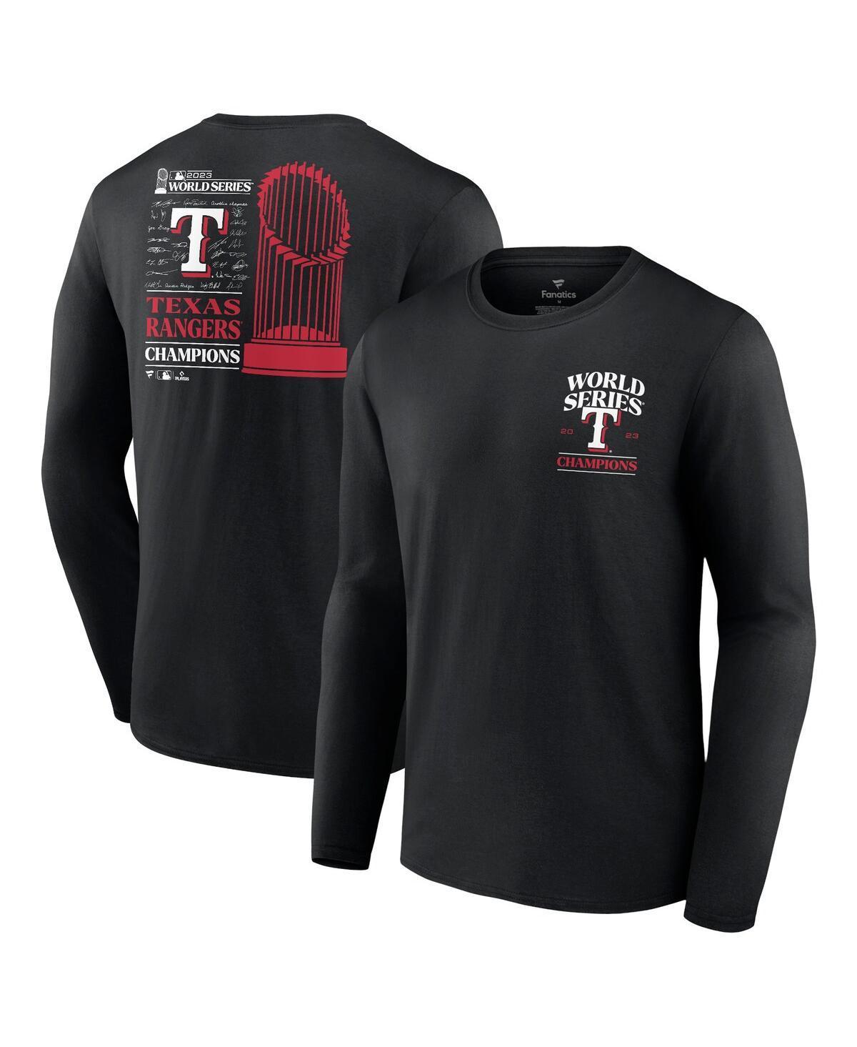 Mens Fanatics Black Texas Rangers 2023 World Series Champions Signature Roster Long-Sleeve T-shirt Product Image