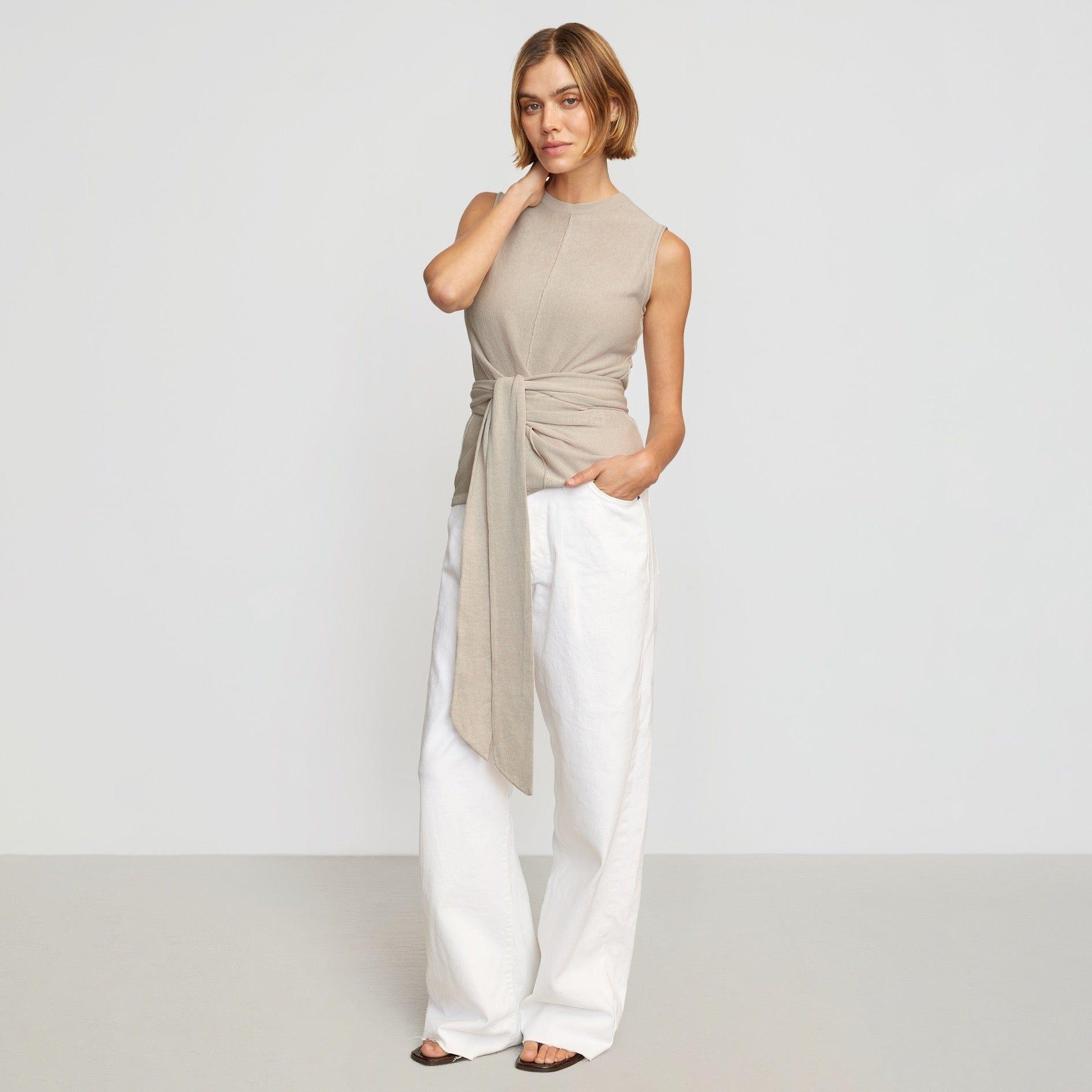 Rois Tie-Front Linen-Cotton Top Product Image