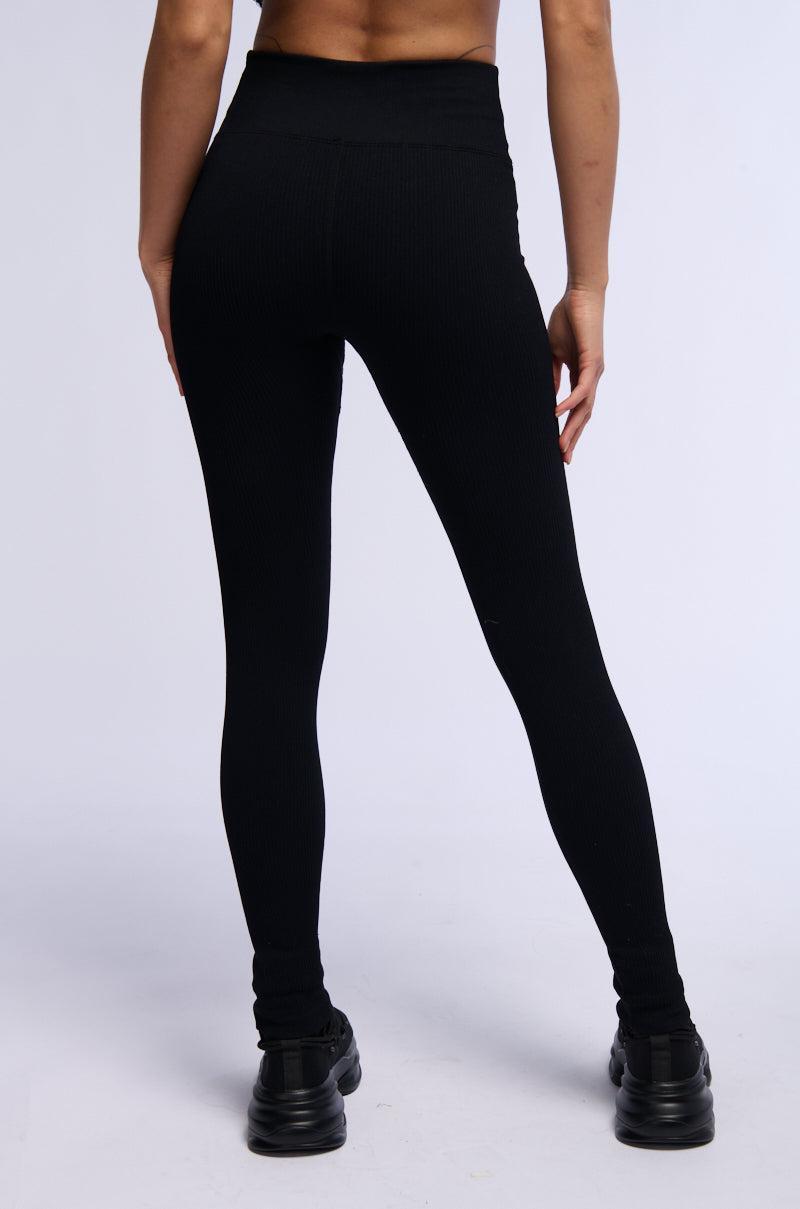 PAXTON RIBBED CROSS FRONT LEGGING IN BLACK Product Image