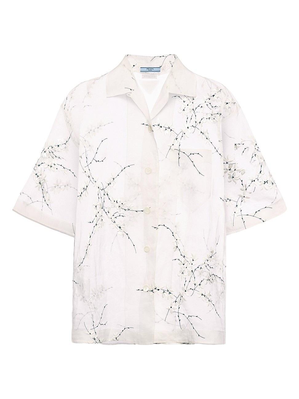 Floral Embroidered Button Down Shirt Product Image