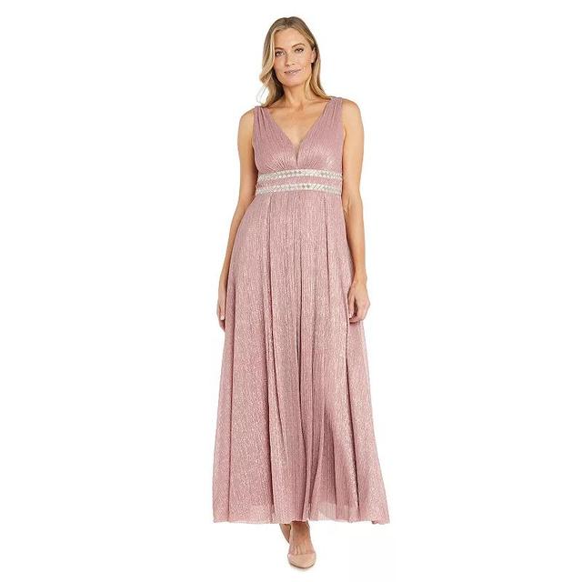 R & M Richards Womens Embellished Metallic Gown Product Image