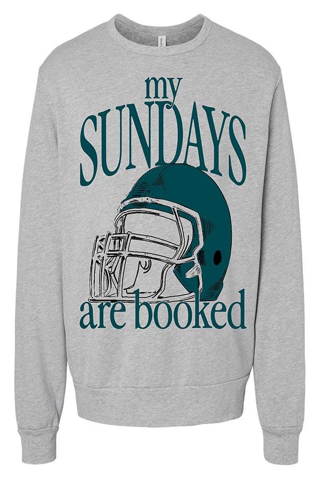 My Sundays Are Booked Green Light Grey Oversized Graphic Sweatshirt Product Image