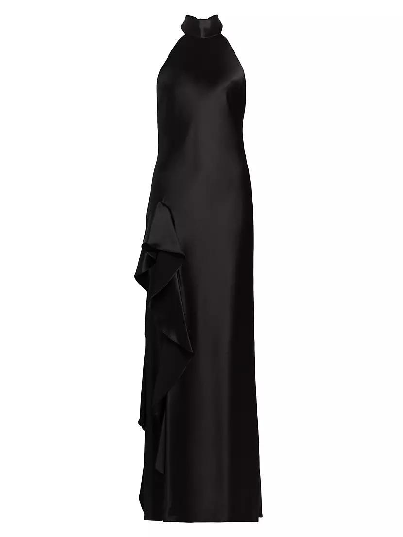 Roux Hammered Satin Halterneck Gown Product Image