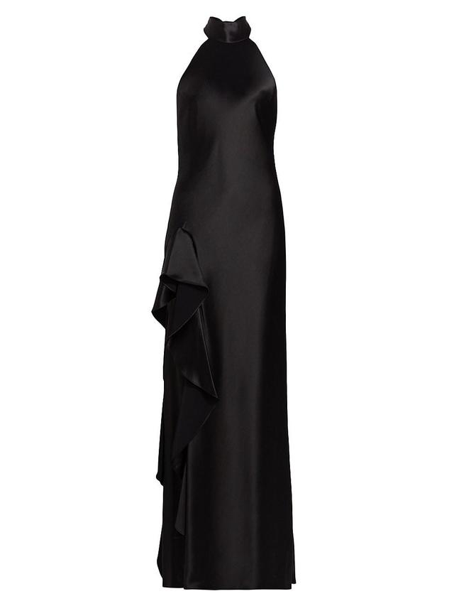 Womens Roux Hammered Satin Halterneck Gown Product Image