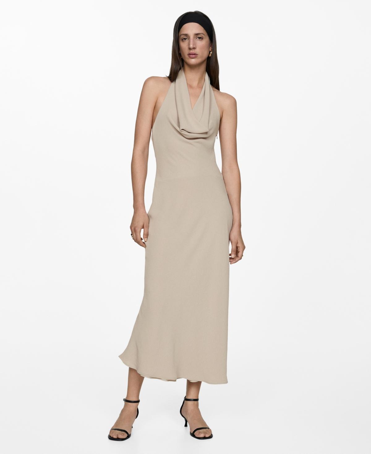 Mango Womens Draped Neckline Halter Dress Product Image