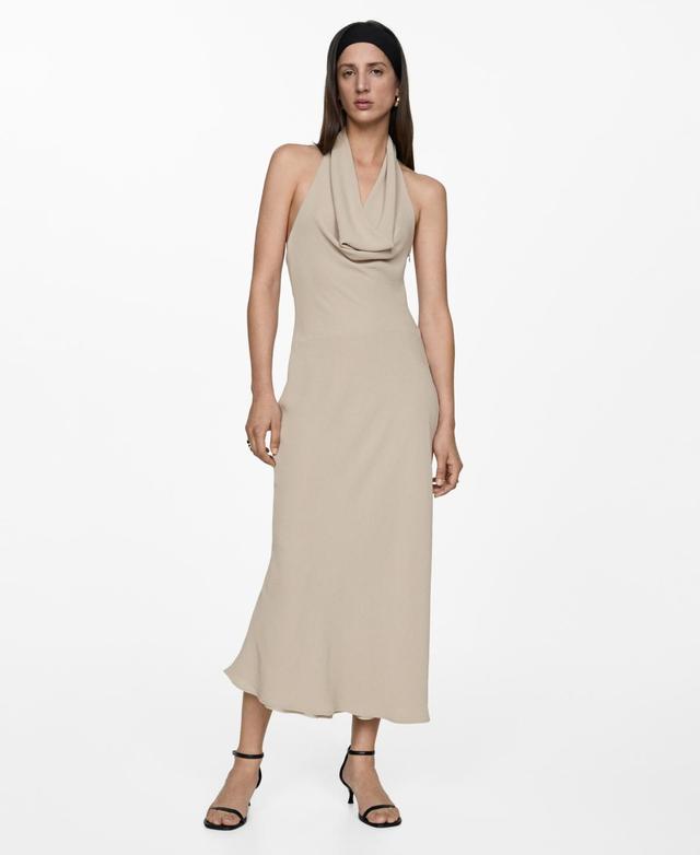 Mango Womens Draped Neckline Halter Dress Product Image