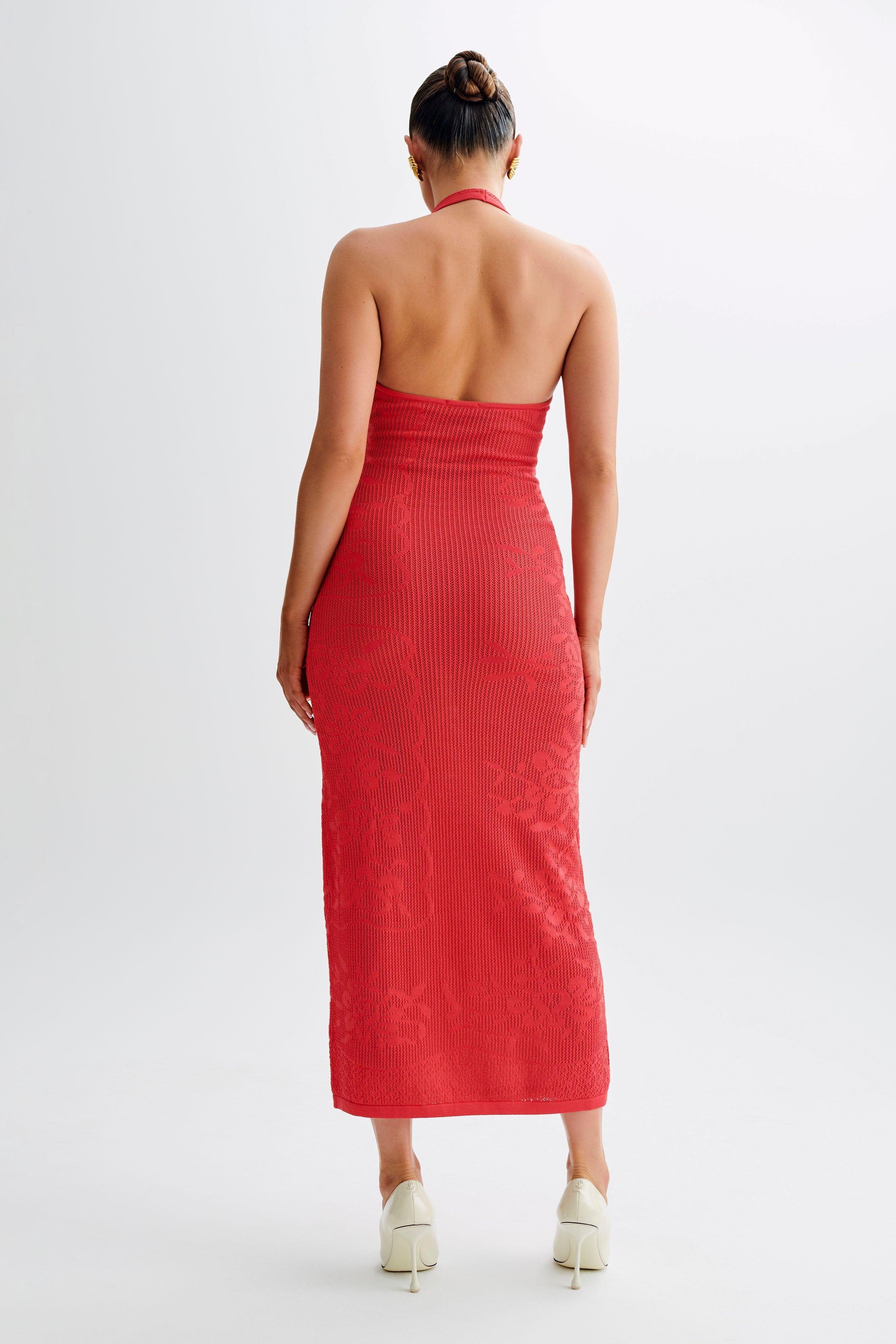 Patrizia Knit Halter Maxi Dress - Pomegranate Product Image