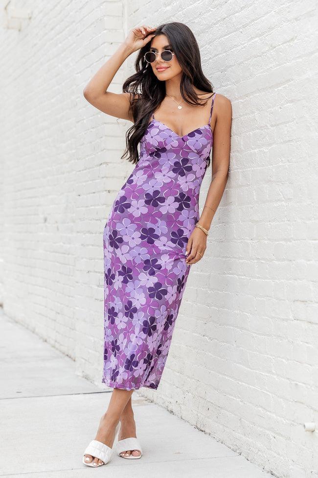 Looking Good Purple Floral Tank Strap Midi Dress FINAL SALE product image