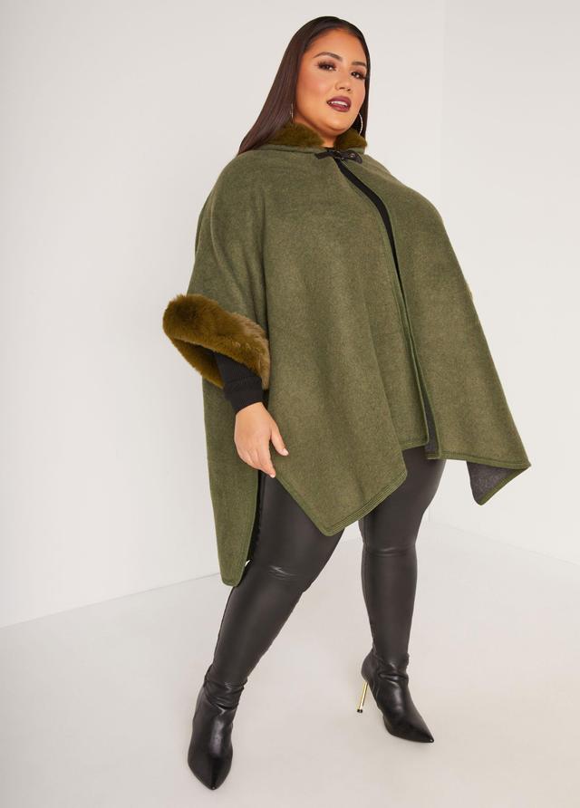 Faux Fur Trimmed Poncho Product Image