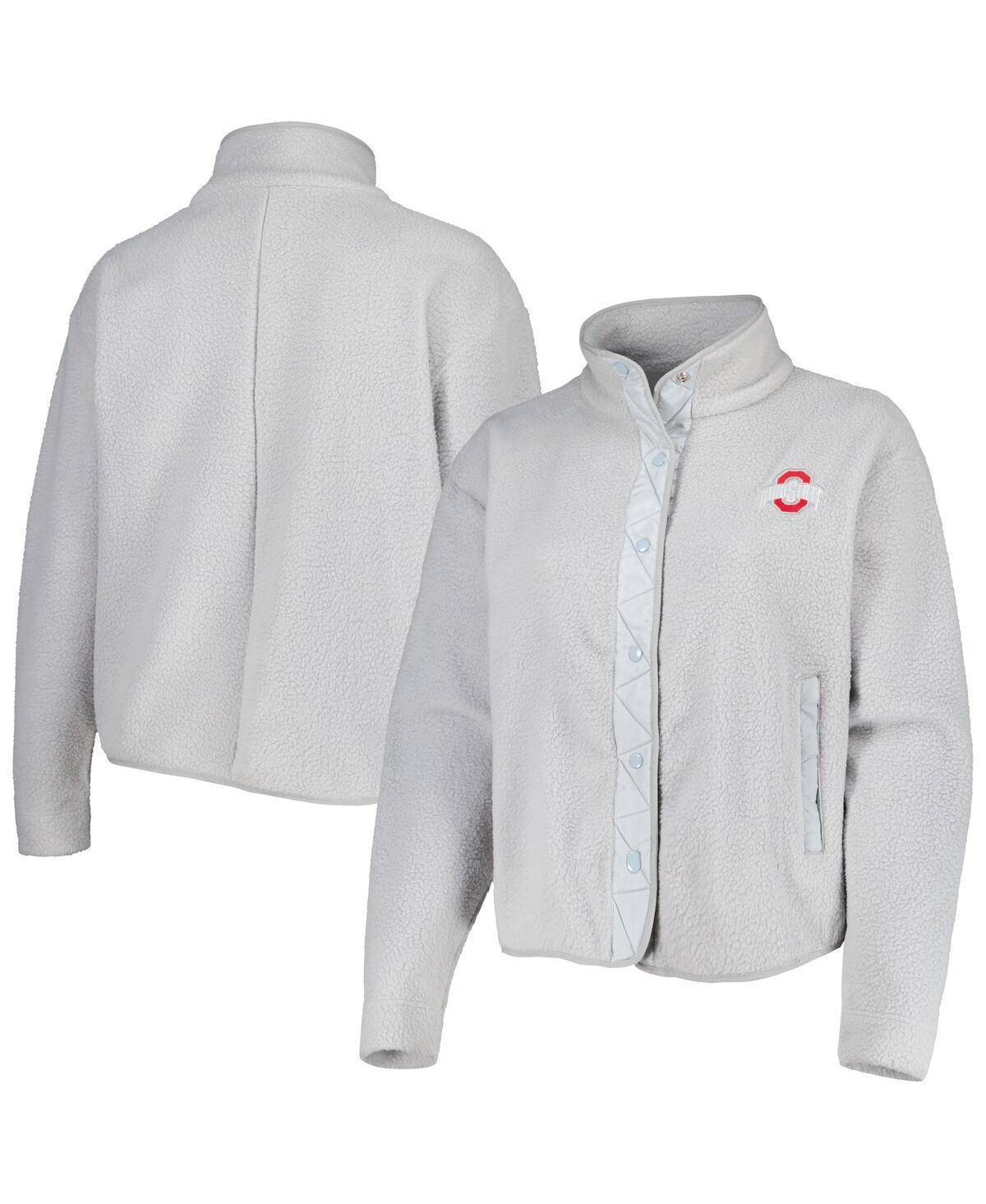 Womens Gray Ohio State Buckeyes Wheelhouse Sherpa Full-Snap Jacket Product Image