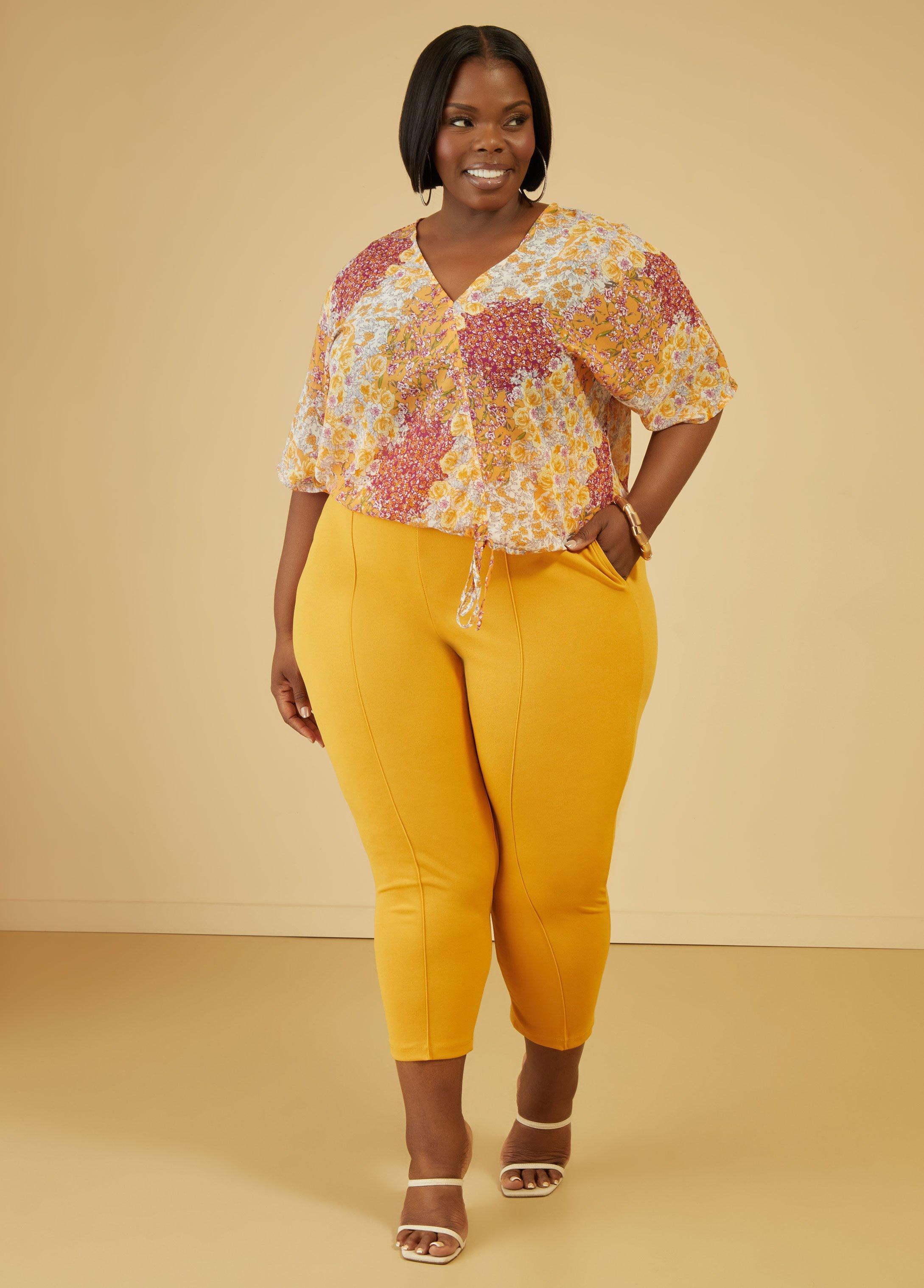 Plus Size Tie Detailed Floral Blouse Ashley Stewart Product Image