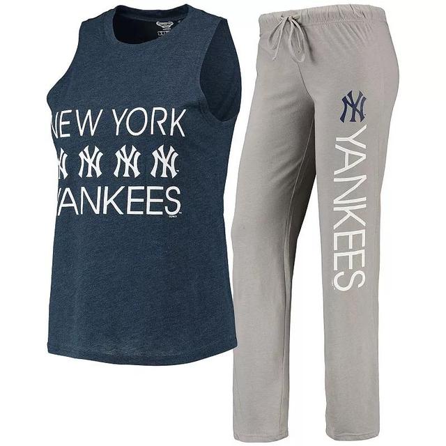 Womens Concepts Sport Gray/Navy New York Yankees Meter Muscle Tank Top & Pants Sleep Set Product Image