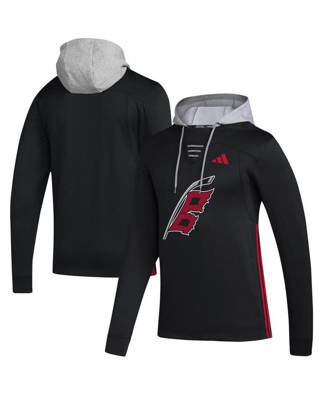 Mens adidas Black Carolina Hurricanes Refresh Skate Lace Aeroready Pullover Hoodie Product Image