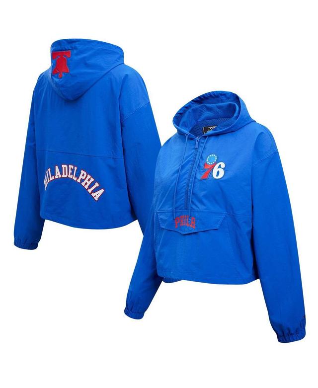 Womens Pro Standard Royal Philadelphia 76ers Classic Wind Woven Cropped Half-Zip Jacket Product Image