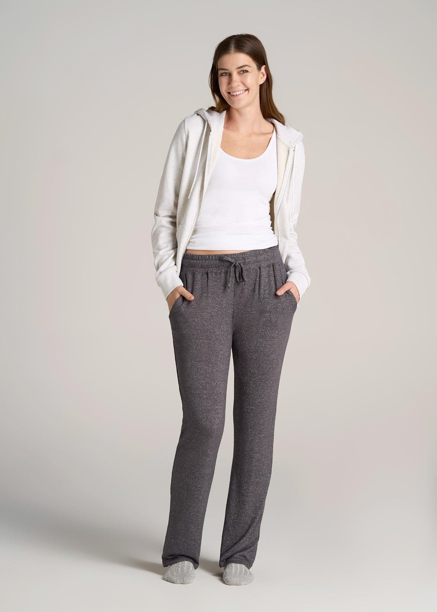 Open-Bottom Cozy PJ Lounge Pants for Tall Women in Charcoal Mix Female Product Image