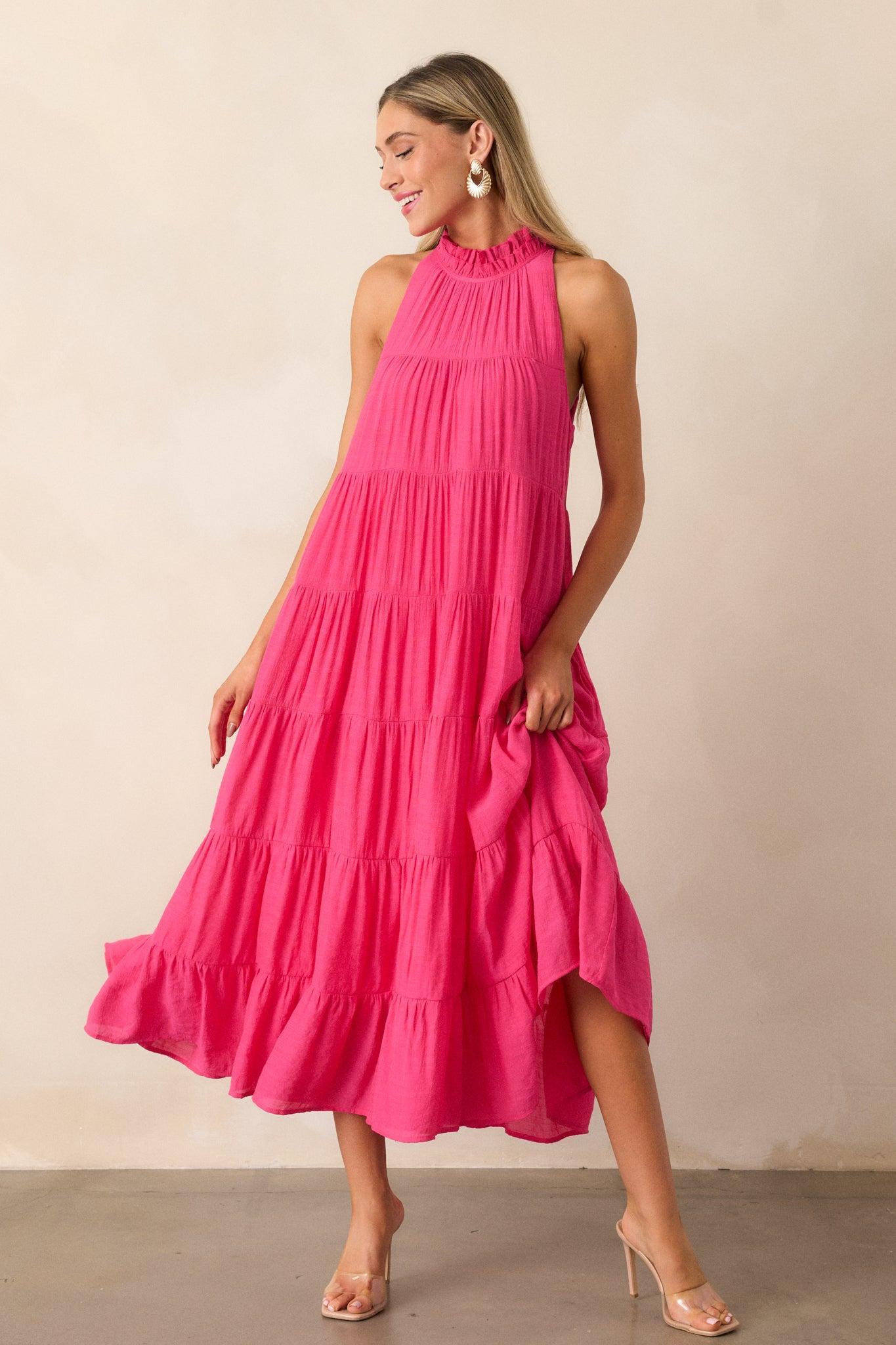 Take Me Dancing Hot Pink Maxi Dress Product Image