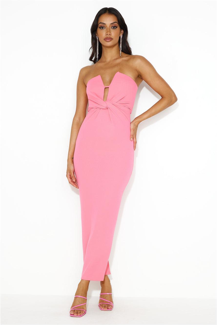 Groove To It Strapless Maxi Dress Pink Product Image