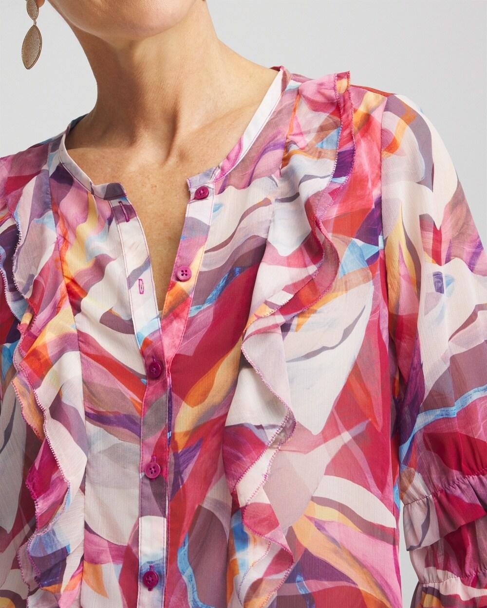 Women's Abstract Ruffles Crinkle Blouse Product Image