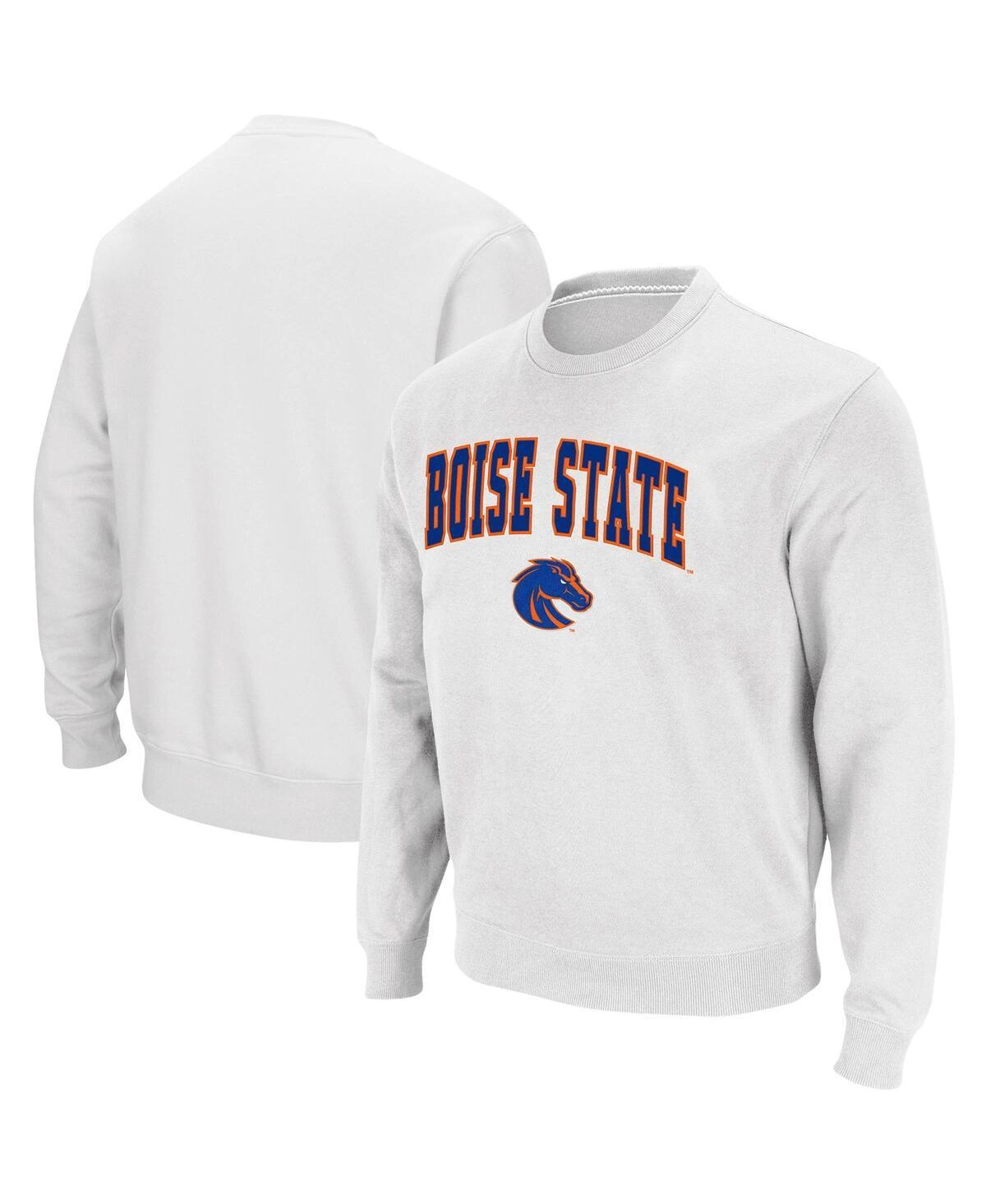 Mens Colosseum White Boise State Broncos Arch & Logo Tackle Twill Pullover Sweatshirt Product Image