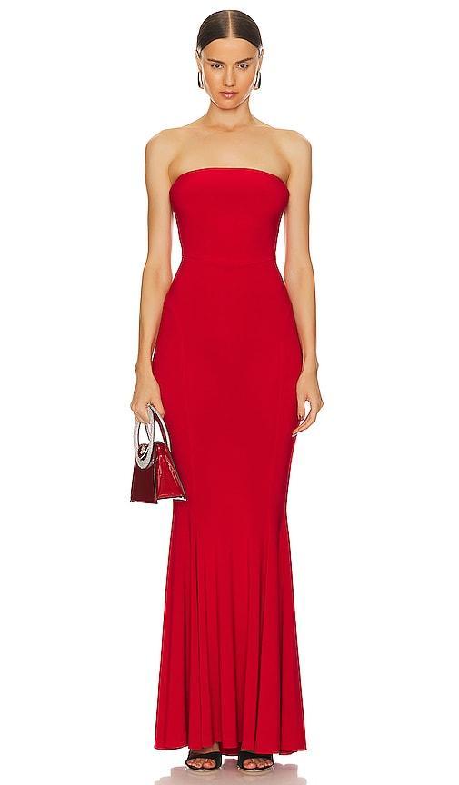 Norma Kamali Strapless Fishtail Gown Red. (also in L, M, S, XS). Product Image