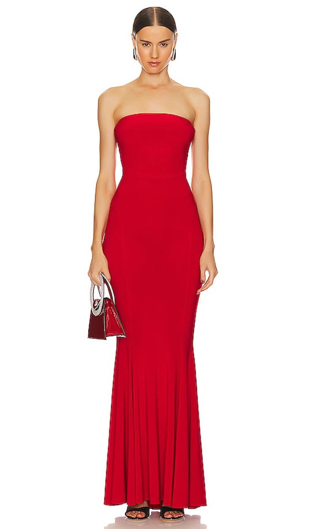 NORMA KAMALI Strapless Fishtail Gown In Tiger Red Product Image