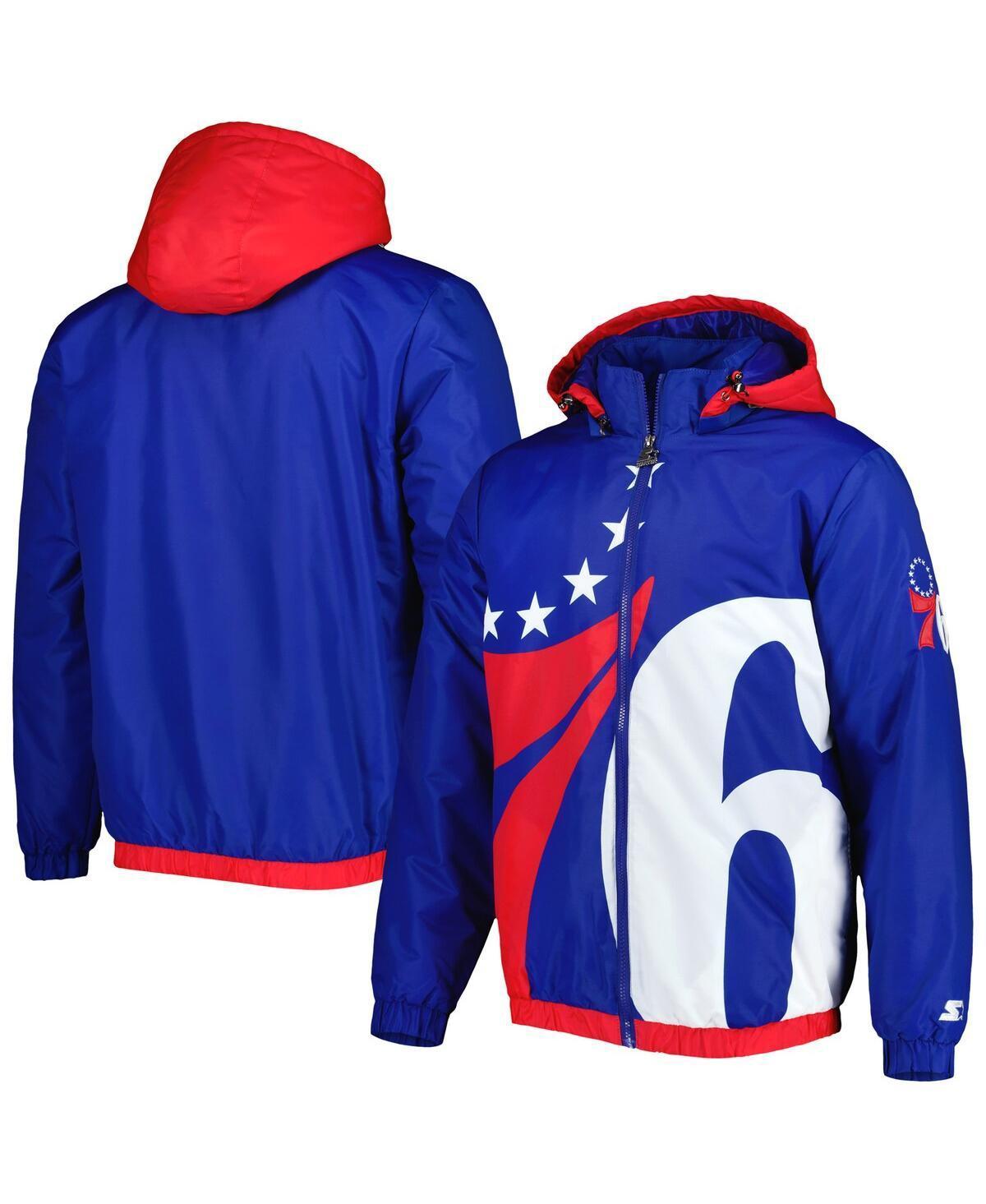 Mens Starter Royal Philadelphia 76ers The Triple Double Full-Zip Hoodie Jacket Product Image