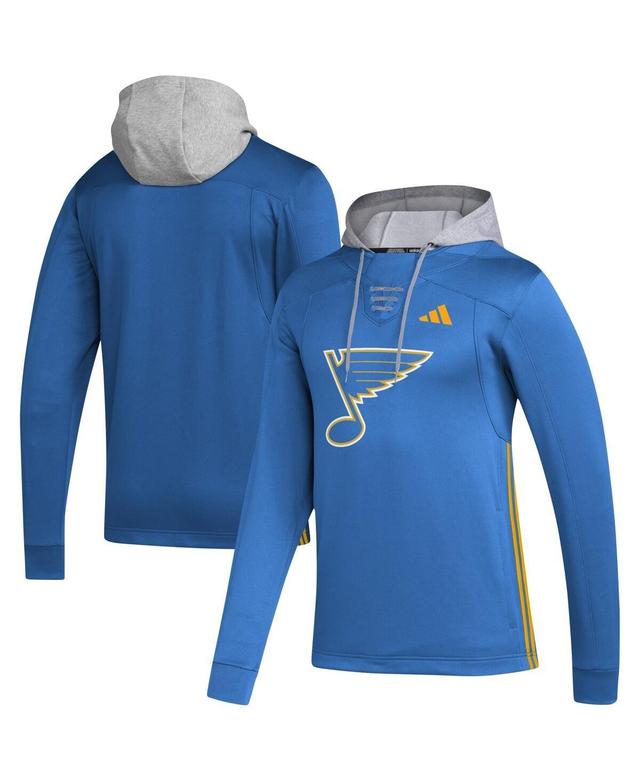 Mens adidas Blue St. Louis Blues Refresh Skate Lace Aeroready Pullover Hoodie Product Image