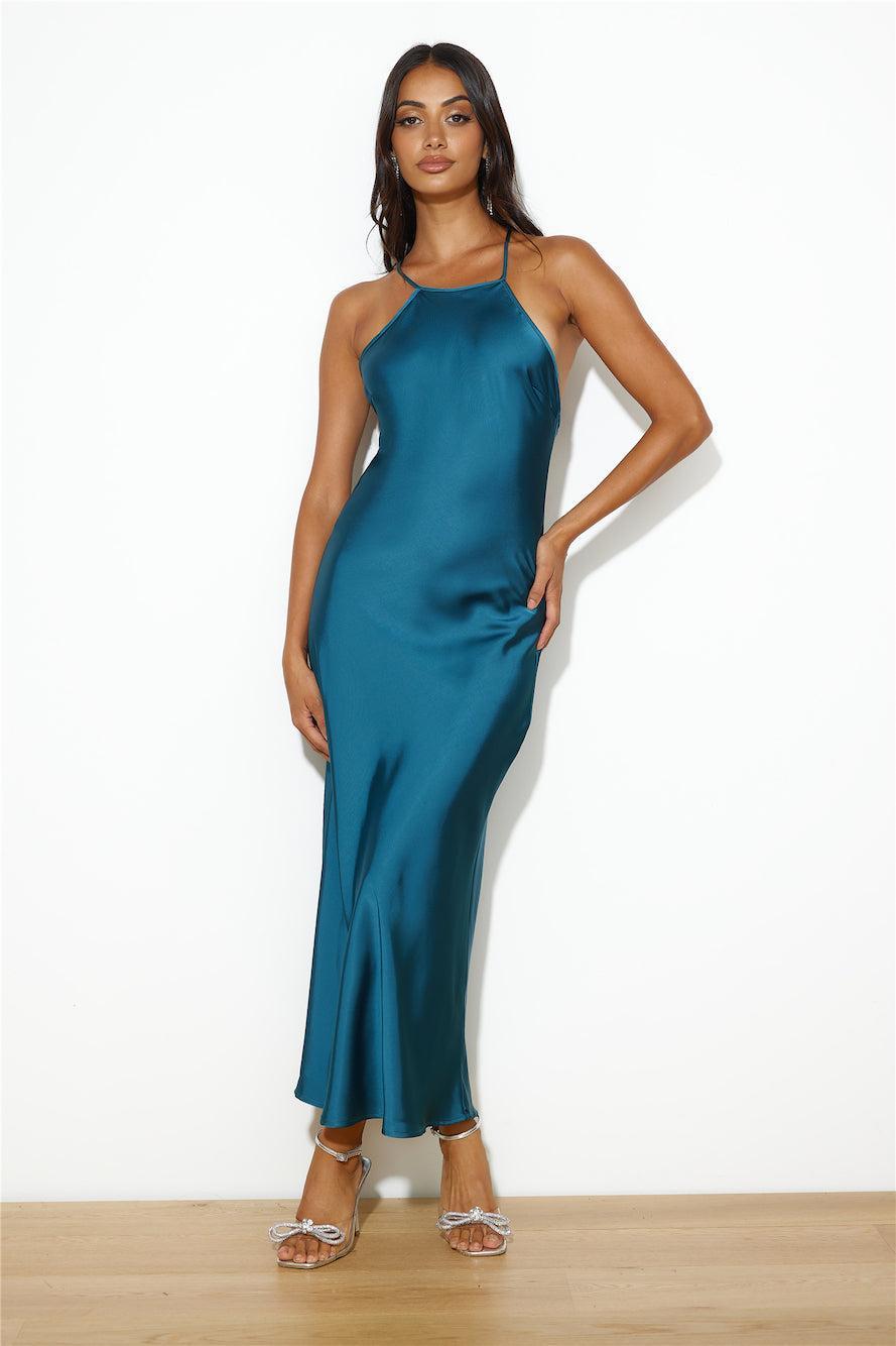 She's Sleek Maxi Dress Dark Blue Product Image