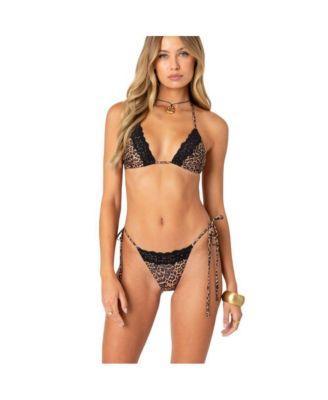 Edikted Womens Lacey Leopard triangle bikini top Product Image