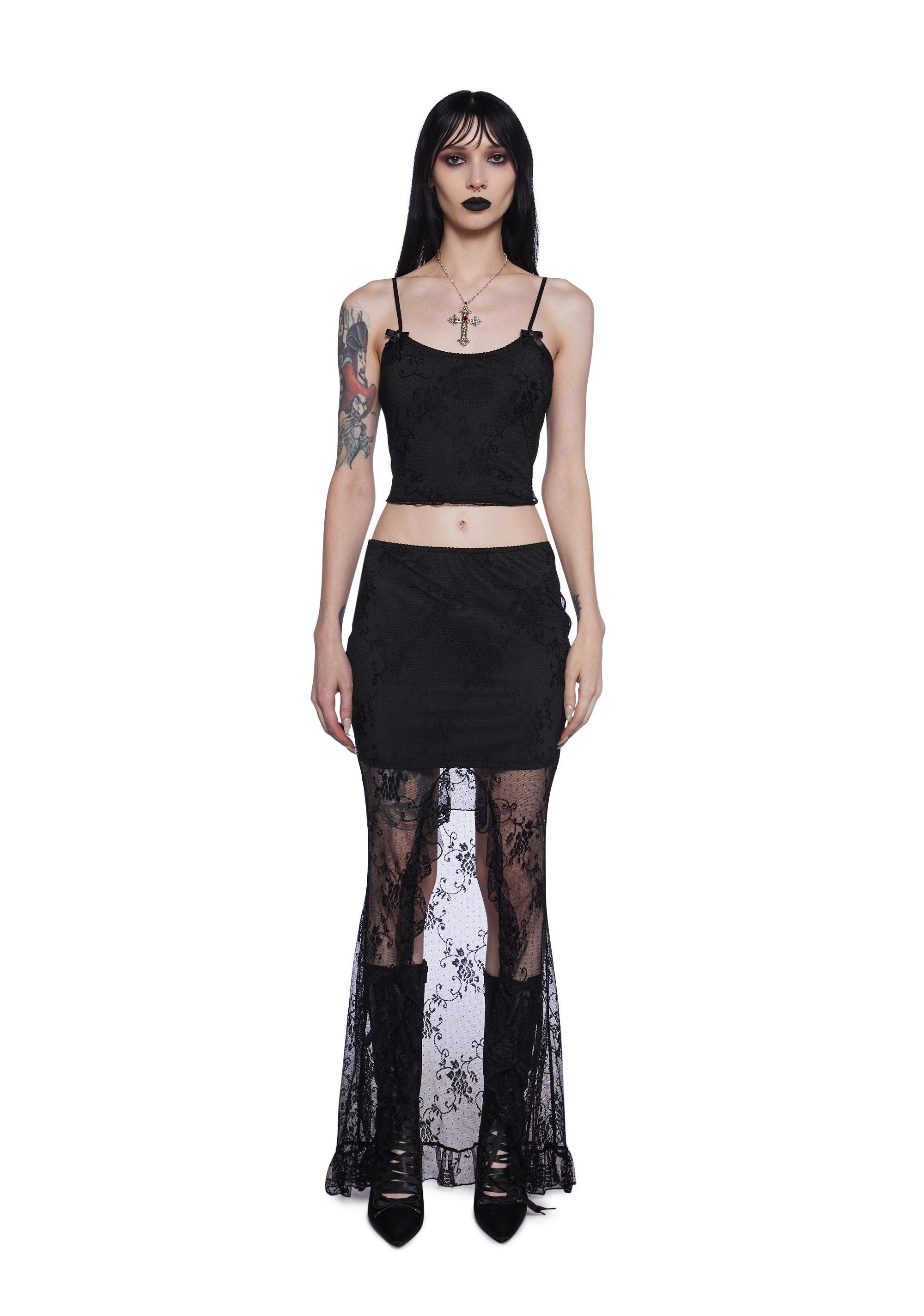 Widow Lace High Low Skirt Set - Black product image