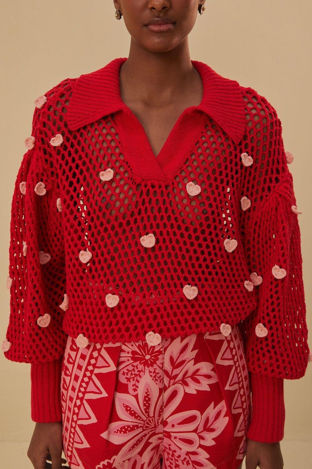 Handmade Hearts Knit Sweater, PINK / XXS product image