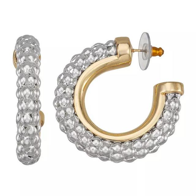 Napier Two Tone Mixed Elements C-Hoop Earrings, Womens Product Image