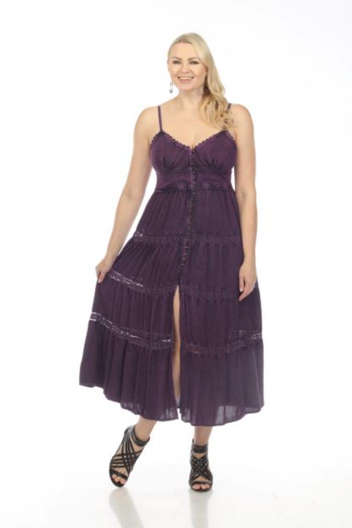 Button Front Maxi Dress in Purple Product Image