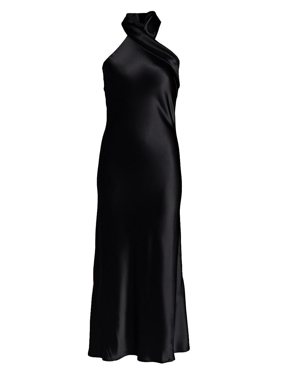 Womens Pandora Satin Halterneck Midi-Dress Product Image