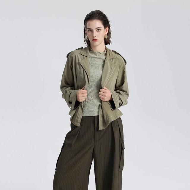 Womens Windbreaker Trench Coat - A New Day Olive Product Image